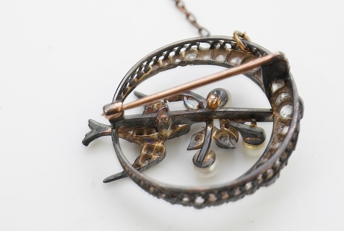 A Victorian pearl and diamond brooch, late 19th century